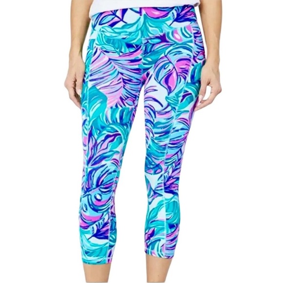 Lilly Pulitzer Luxletic 21" Weekender High Rise Crop Leggings Don't Wanna Leaf S - Picture 1 of 7